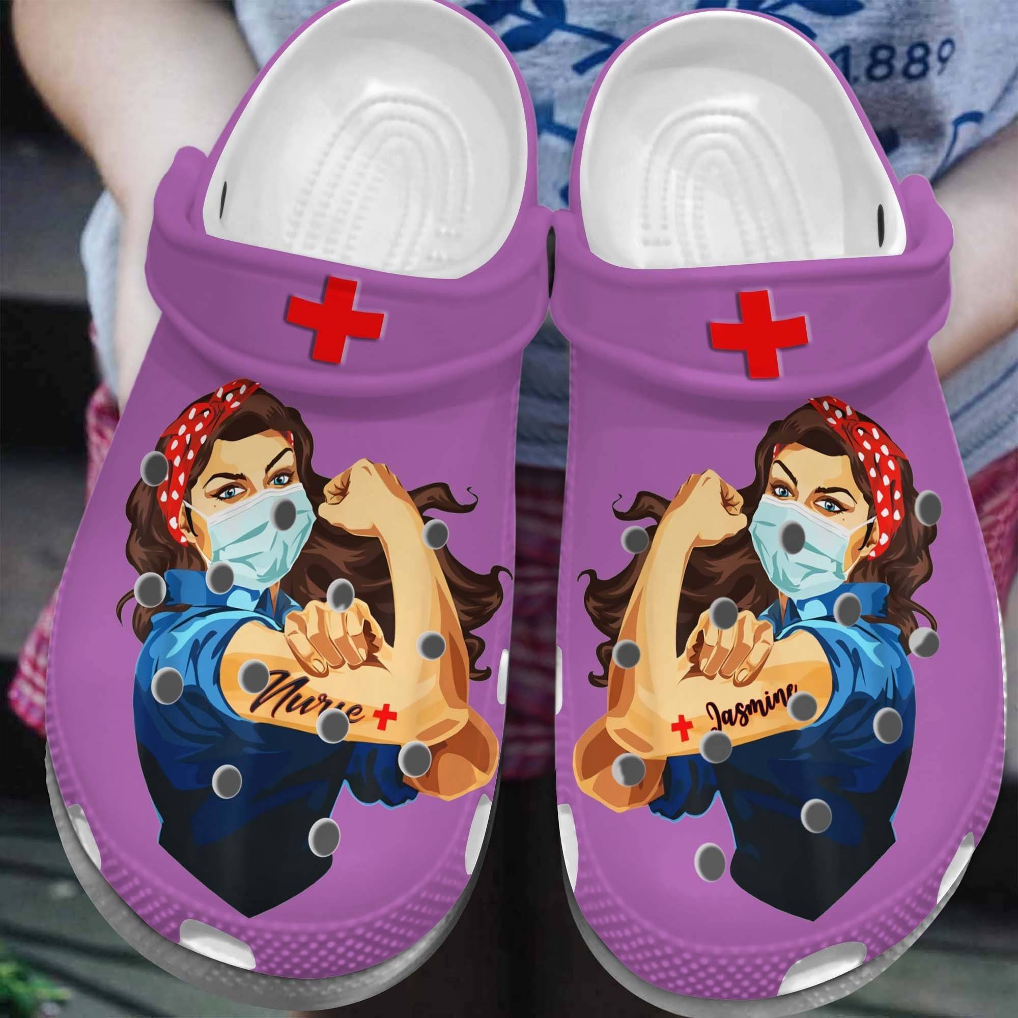 Awesome Nurse Crocs Clog Shoes Super Hero Nurse Custom Shoe Birthday