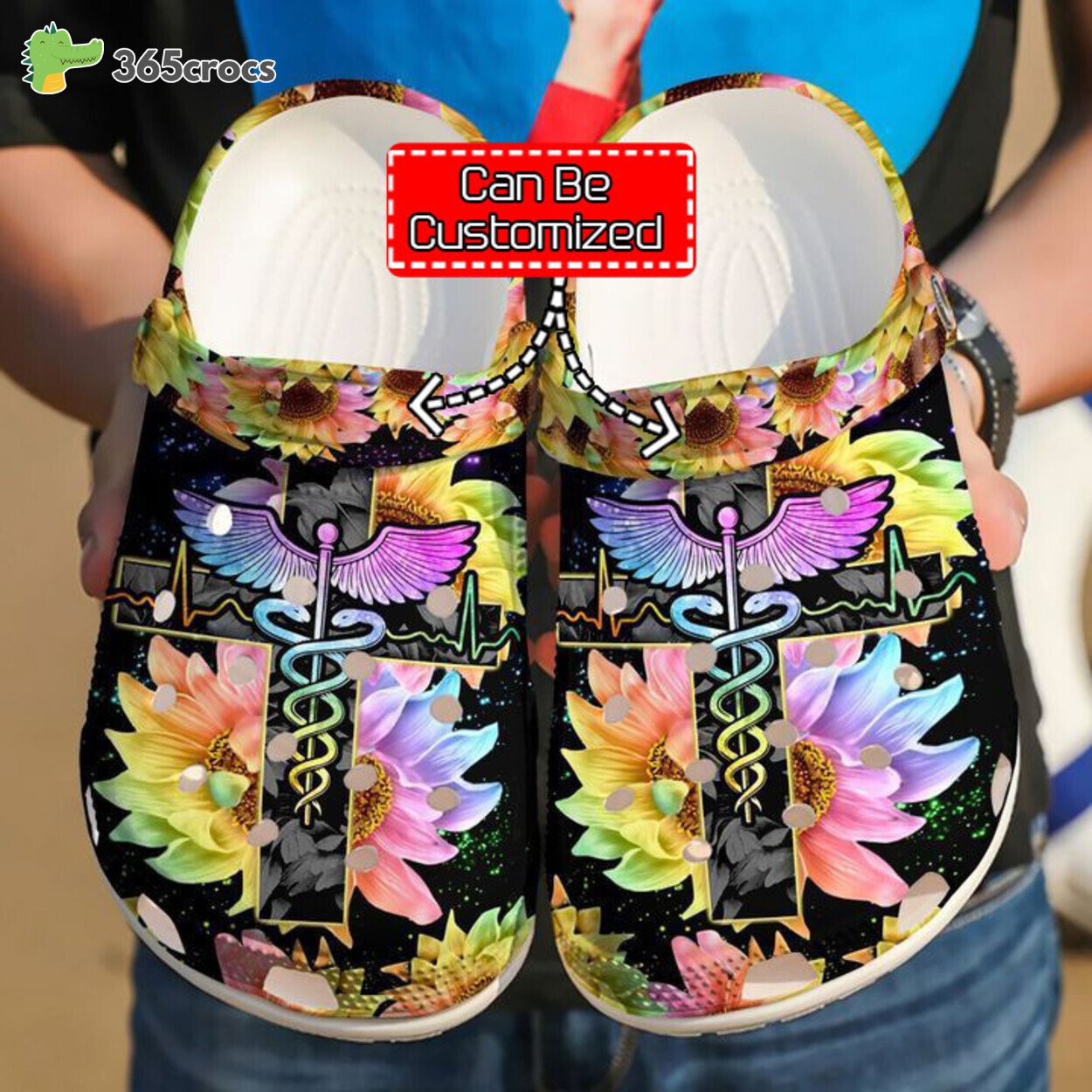 Celebrate Healthcare Caduceus Sunflower Nurse Inspired Clog Footwear