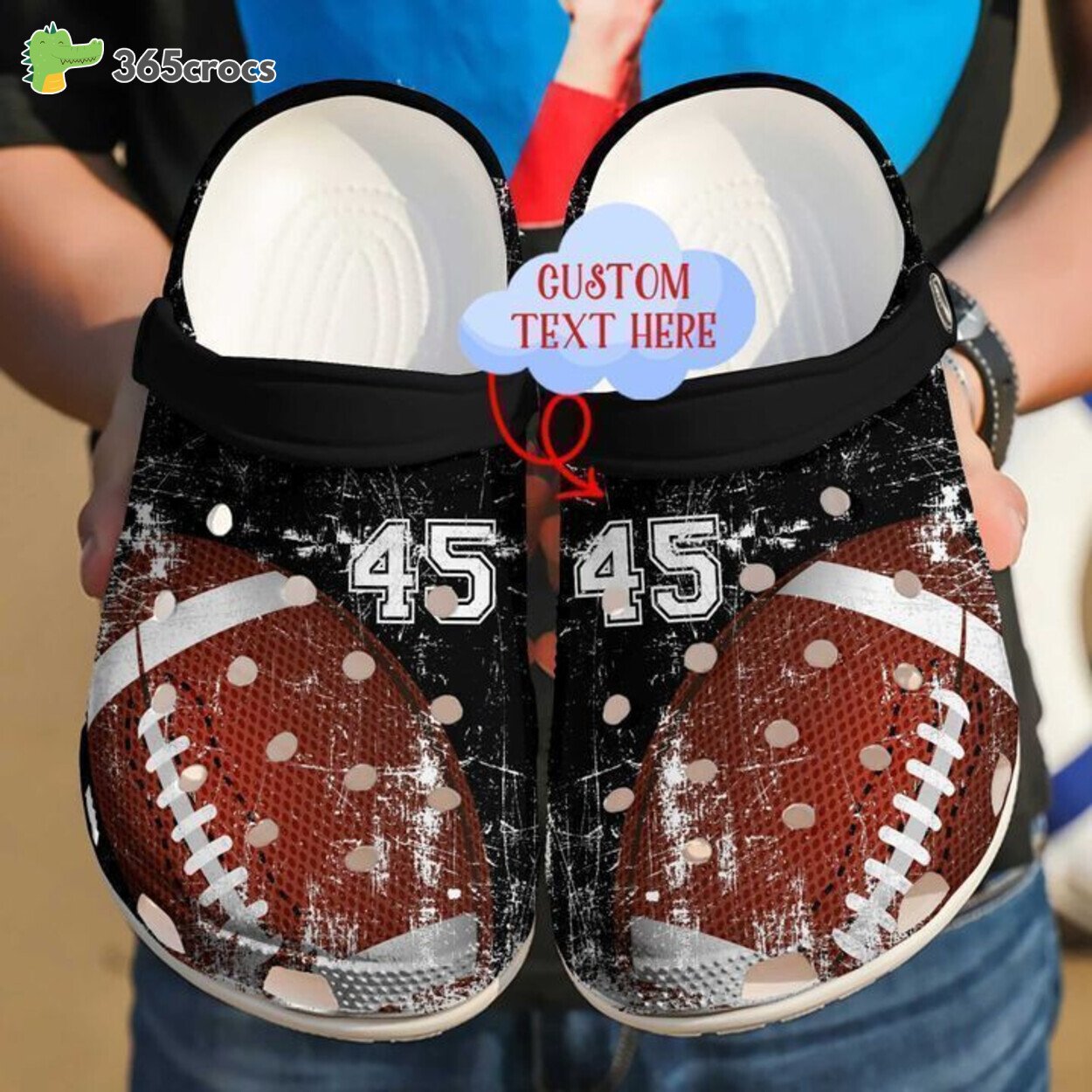 Celebrate Sportsmanship Colorful Football Theme Personalized Clog