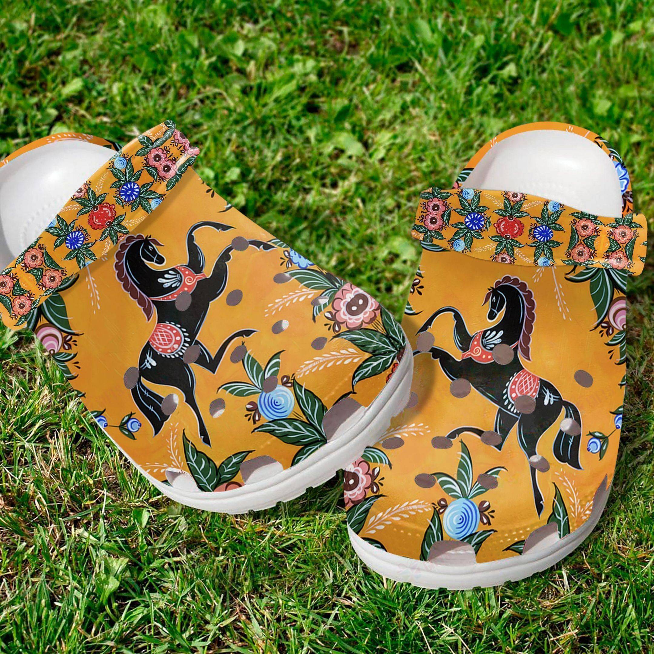 Classic Clogs for Horse Enthusiasts with Flower Accents 365crocs