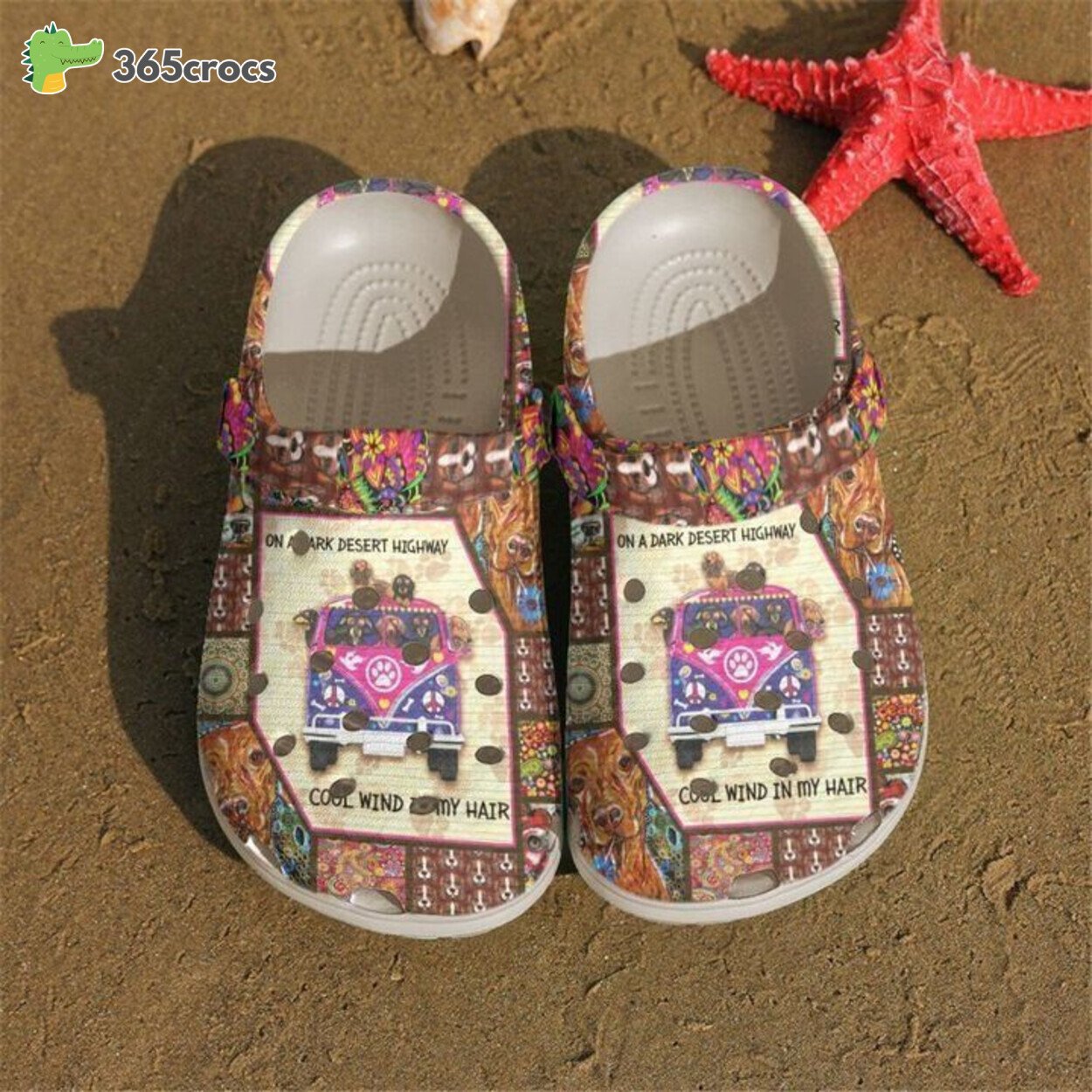 Dachshund Hippie Theme Captured on Classic Clogs Celebrating Bohemian