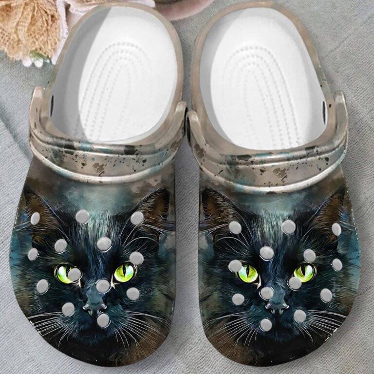 Face Of Black Cat Shoes Crocs Clogs Birthday Christmas Gifts For