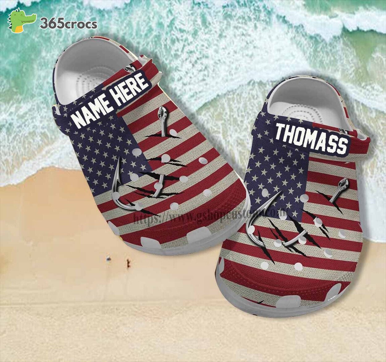 Fishing America Flag 3D Clogs Men Patriotic July 4th Fishing Expedition