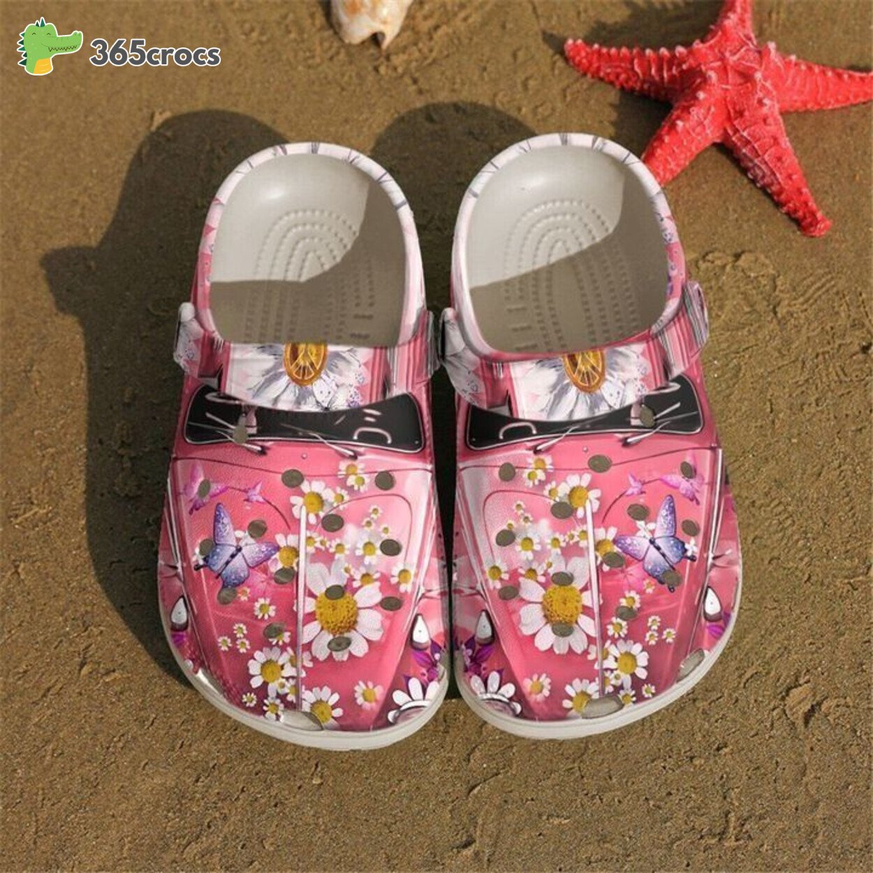 Hippie Peace Car Inspired Design Celebrate Freedom Love Clog Shoes