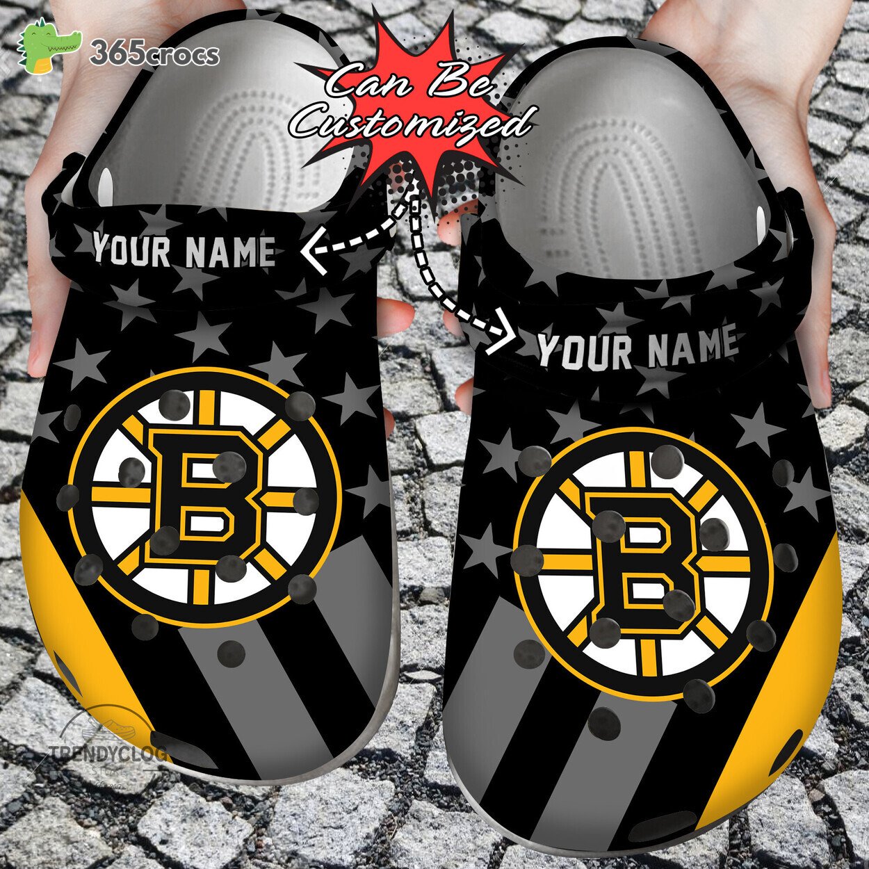 Hockey Boston Bruins Star Flag Theme Personalized Footwear Clog Design