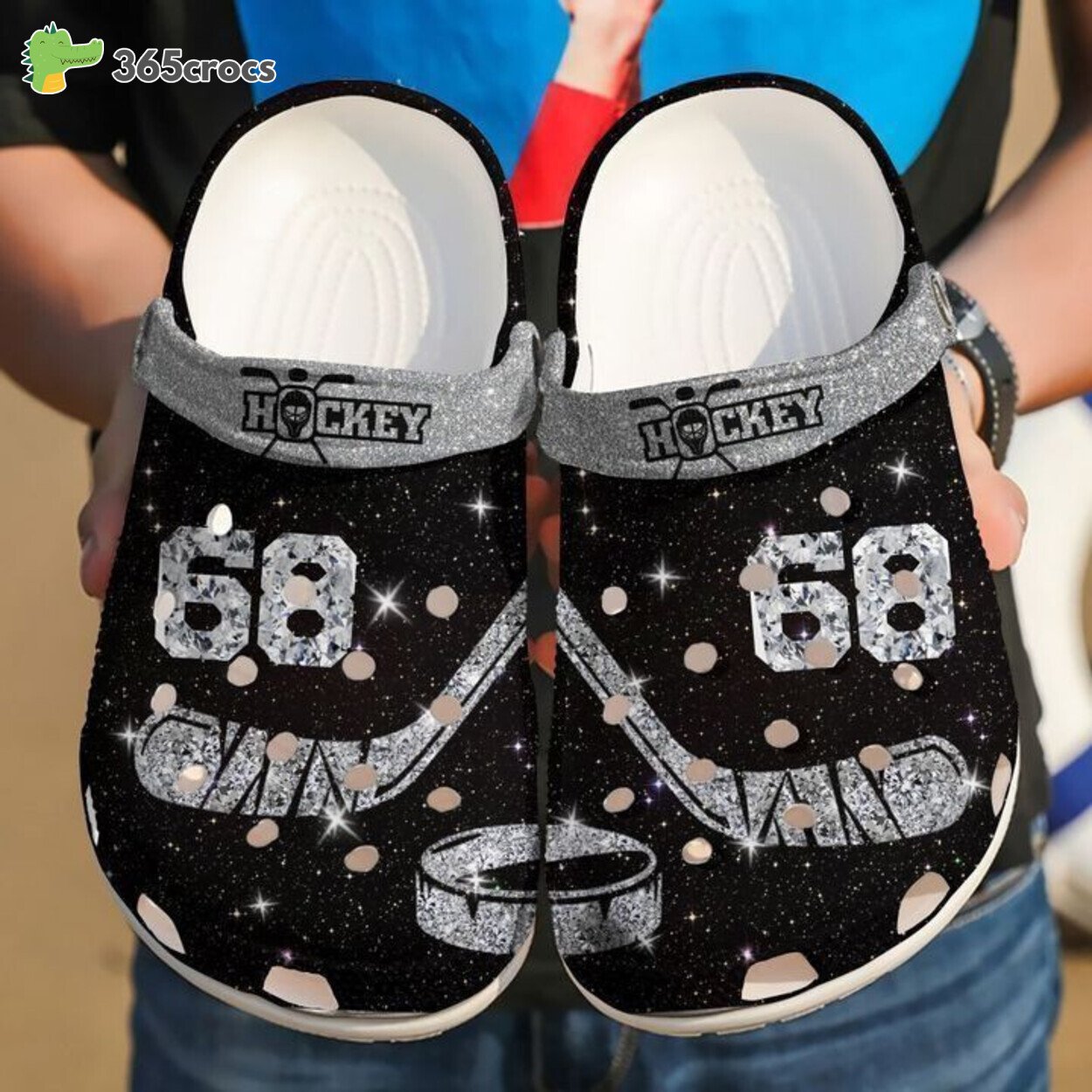 Hockey Enthusiasts Celebrate Sparkling Diamond Inspired Clog Footwear