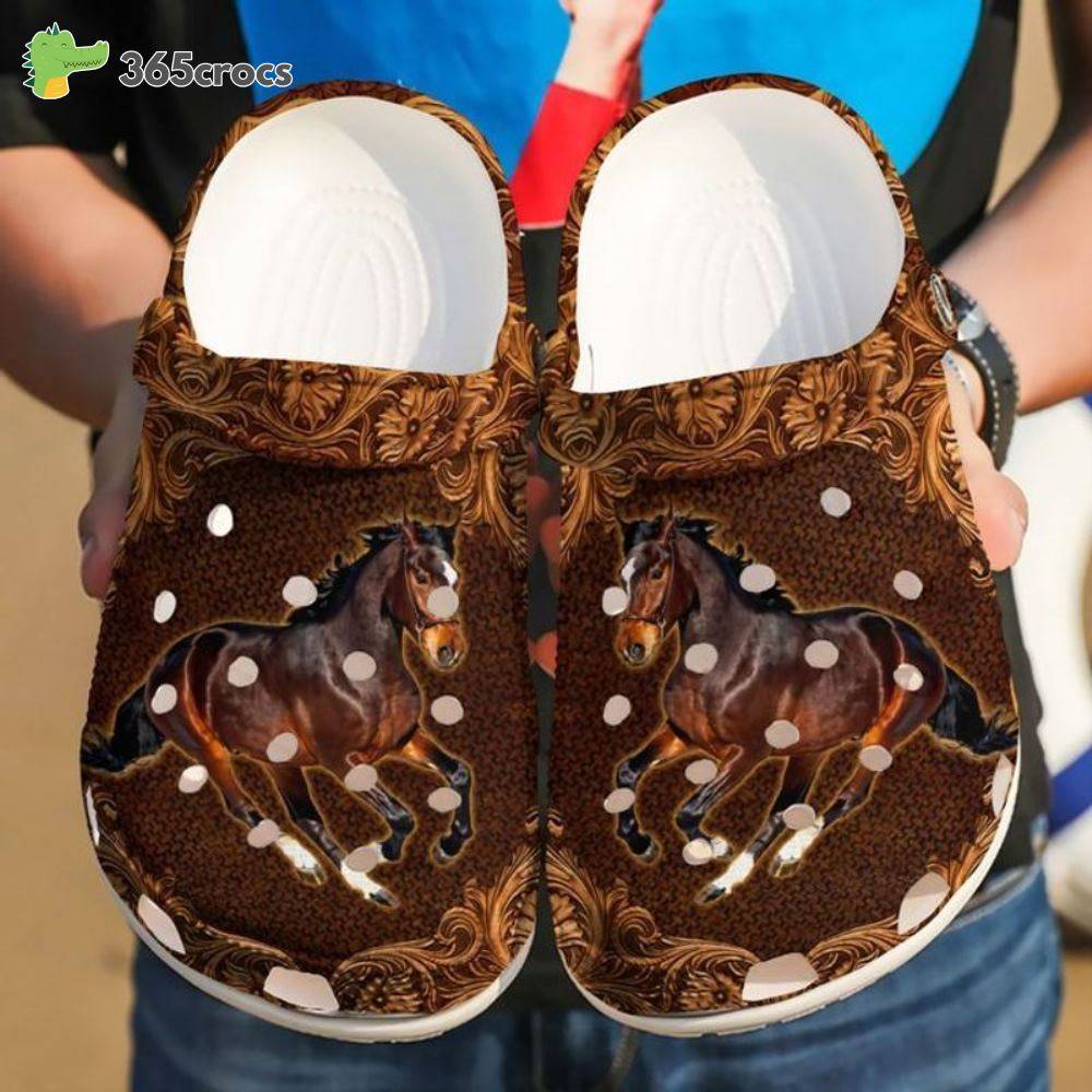 Horse The Charming Brown Floral Patterns For Horse Lovers Crocs Clog