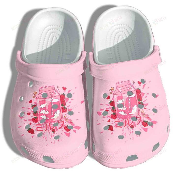 Japanese Pastel Kawaii Strawberry Milk Shake Crocs Classic Clogs Shoes 365crocs