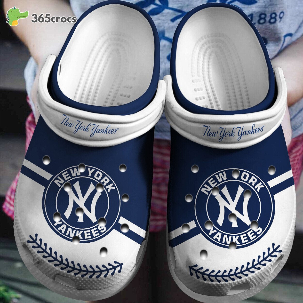 New York Yankees White Custom Named Clogs Representing Baseball Legacy