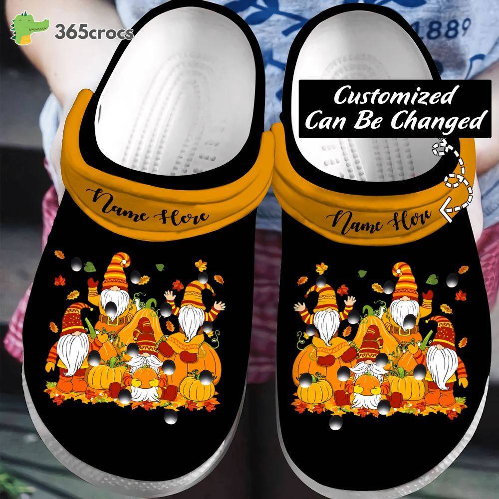 Personalized Fall Cute Pumpkin Gnomes Fall Autumn Crocs Clog Shoes