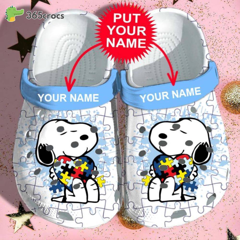 Personalized Snoopy Dog Disney Autism Awareness Adults Crocs Clog Shoes