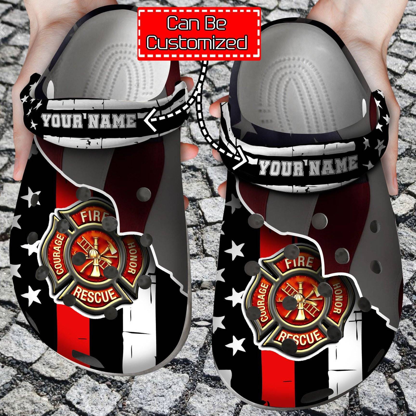 Thin Red Line Crocs Clog Shoes Firefighter Crocs 365crocs